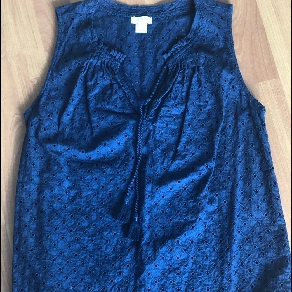 J. Crew Circles Eyelet Top on Navy Blue Top